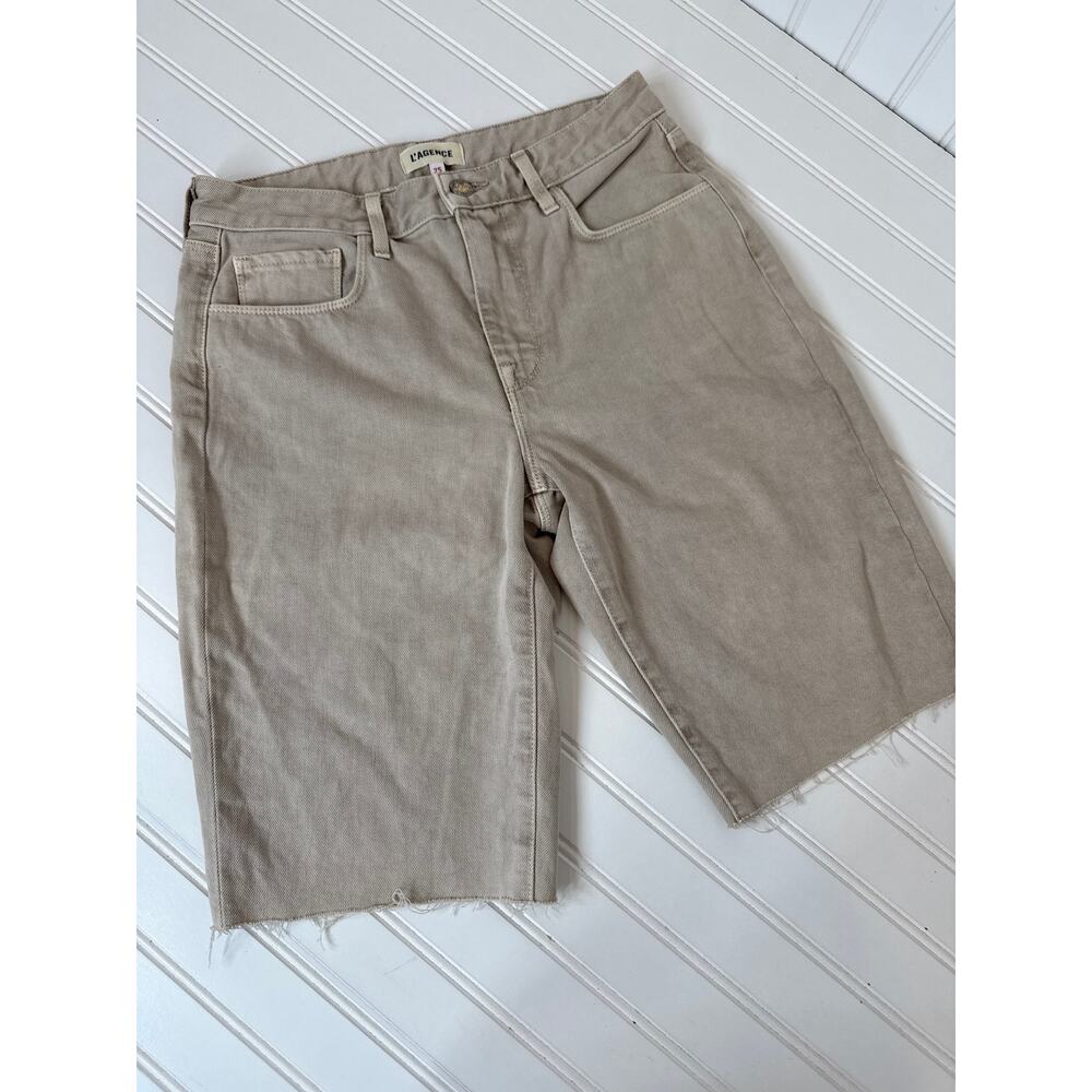 NWOT L’AGENCE Bermuda Shorts Tan & Blue Denim Casual Womens Bundle Sz 25 - Picture 2 of 9